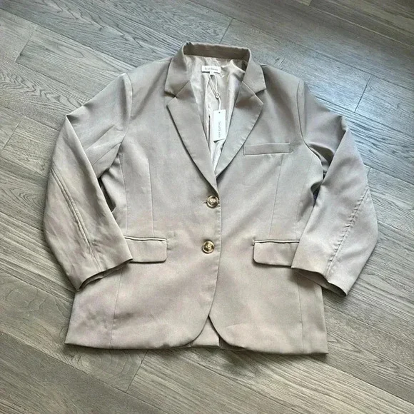 Heartloom Taupe Blazer with Button Detail - Picture 3 of 16